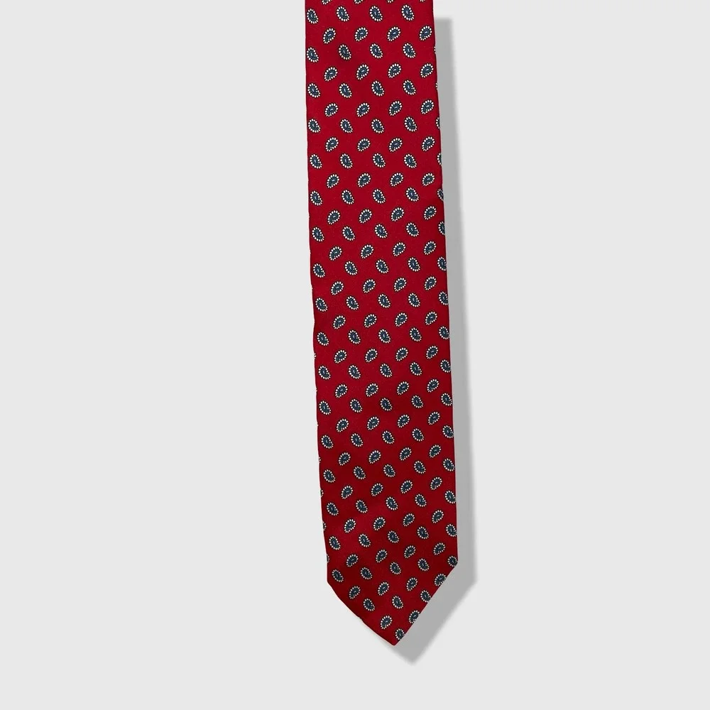 Robert Talbott Tie Mens OS Red Paisley Silk Preppy Old Money Aesthetic